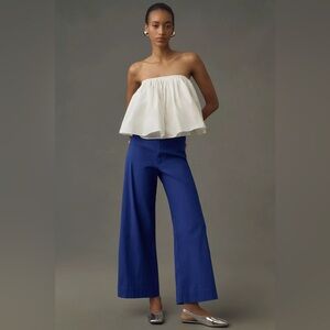 Ettie High-Rise Crop Wide-Leg Pants by Maeve, Cobalt Blue High-Rise Pants